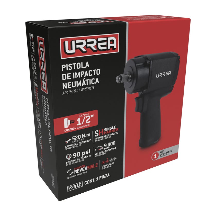 Pistola de impacto neumática cuadro de 1/2" 385 Ft-lb sistema twin hammer