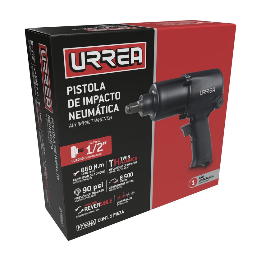 Pistola de impacto neumática cuadro de 1/2" 490 Ft-lb composite sistema twin hammer