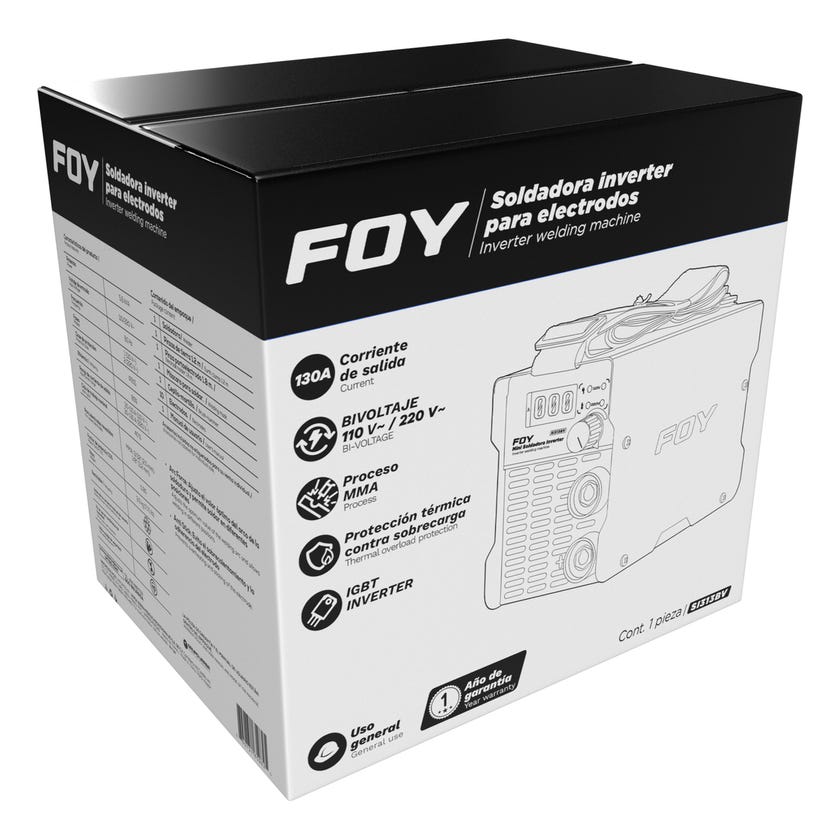 Soldadora inverter para electrodos de 1 fase bi voltaje 110-220 V, 130 A